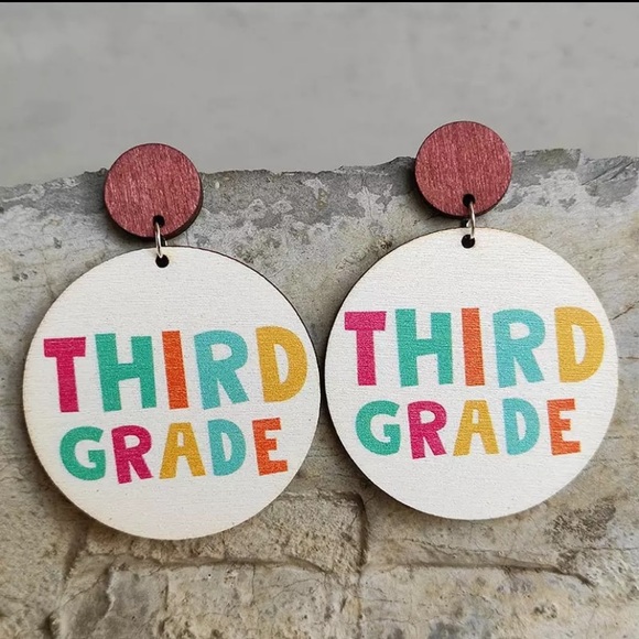 Jewelry - NEW! Third Grade Wood Earrings